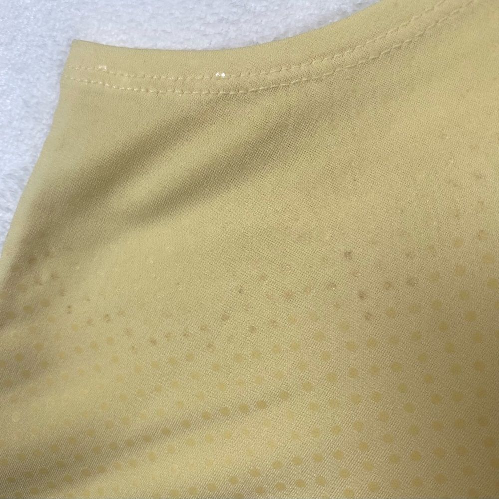 Susan Graver Bright Yellow Sleeveless Ruffle Neck Top Size Medium - Picture 6 of 8